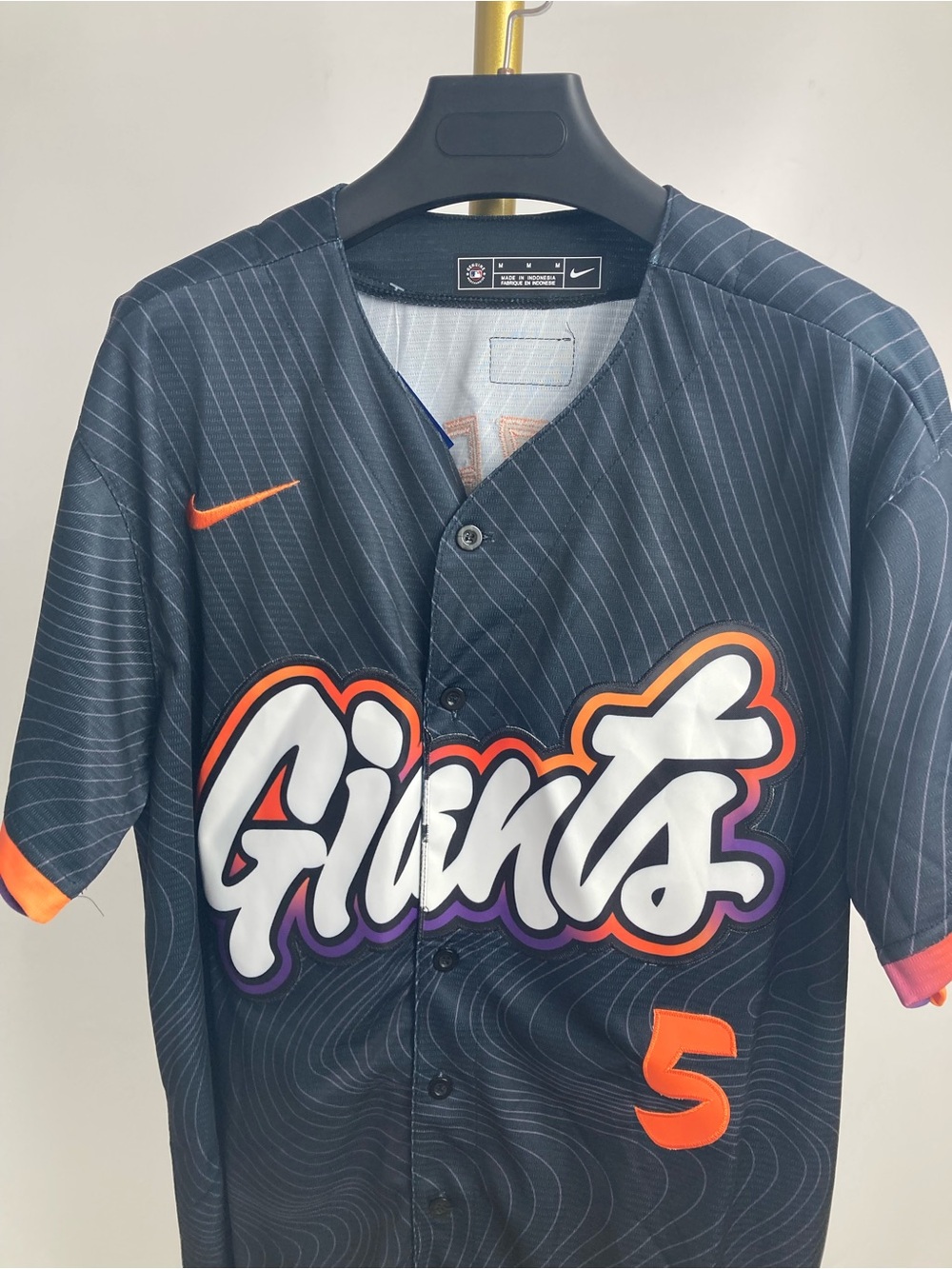 Nike Black Giants Baseball Jersey with Orange and Purple Accents#5 YASTRZEMSKI